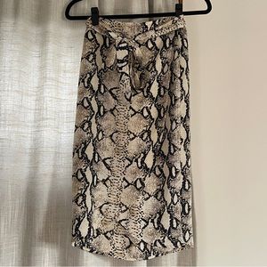 Boohoo Snake Skin Print Satin Wrap Skirt